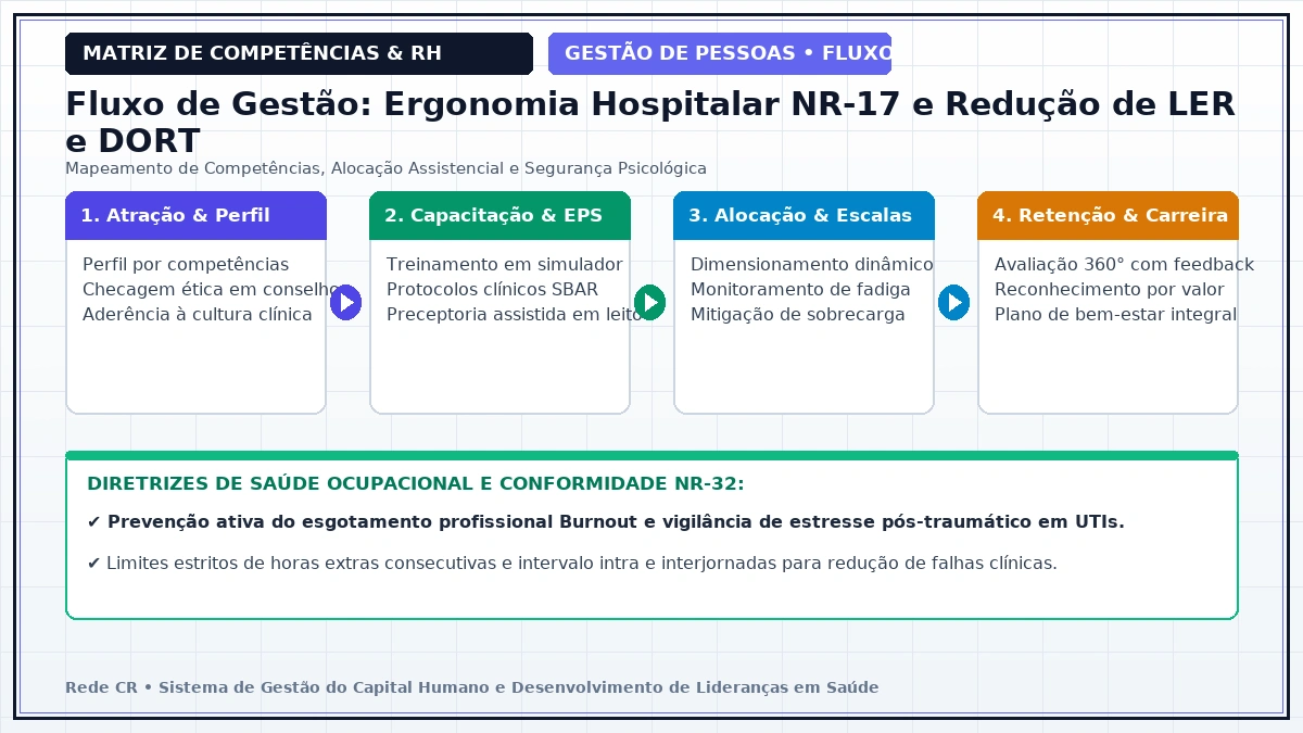 Diagrama de Engenharia de Processos de Pessoas e Matriz de Competências Clínicas - Prevenção do Esgotamento Profissional (Burnout) e Saúde Mental em UTIs