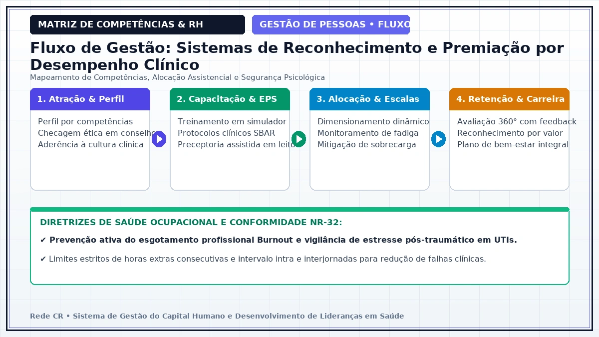 Diagrama de Engenharia de Processos de Pessoas e Matriz de Competências Clínicas - Prevenção do Esgotamento Profissional (Burnout) e Saúde Mental em UTIs