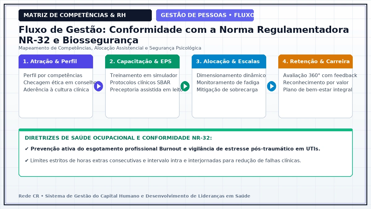 Diagrama de Engenharia de Processos de Pessoas e Matriz de Competências Clínicas - Prevenção do Esgotamento Profissional (Burnout) e Saúde Mental em UTIs