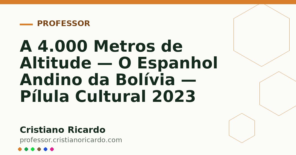 Card OG automático: A 4.000 Metros de Altitude — O Espanhol Andino da Bolívia — Pílula Cultural 2023