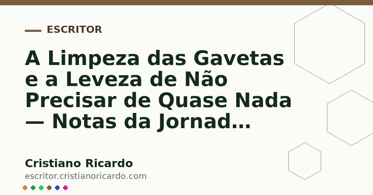 Card OG automático: A Limpeza das Gavetas e a Leveza de Não Precisar de Quase Nada — Notas da Jornada 2005