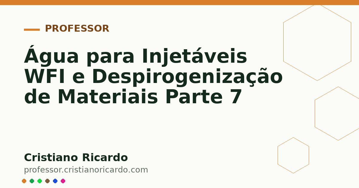 Card OG automático: Água para Injetáveis WFI e Despirogenização de Materiais Parte 7