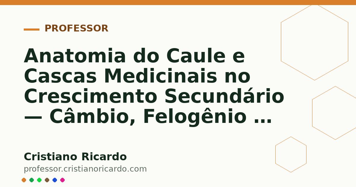 Card OG automático: Anatomia do Caule e Cascas Medicinais no Crescimento Secundário — Câmbio, Felogênio e Floema