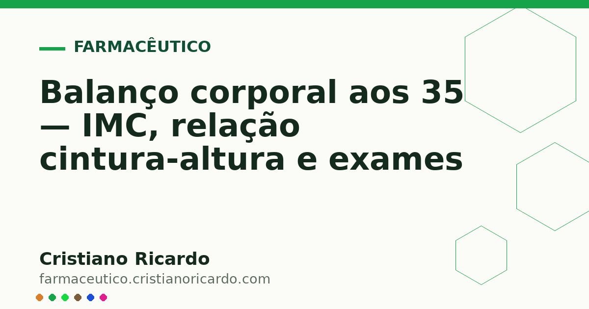 Card OG automático: Balanço corporal aos 35 — IMC, relação cintura-altura e exames