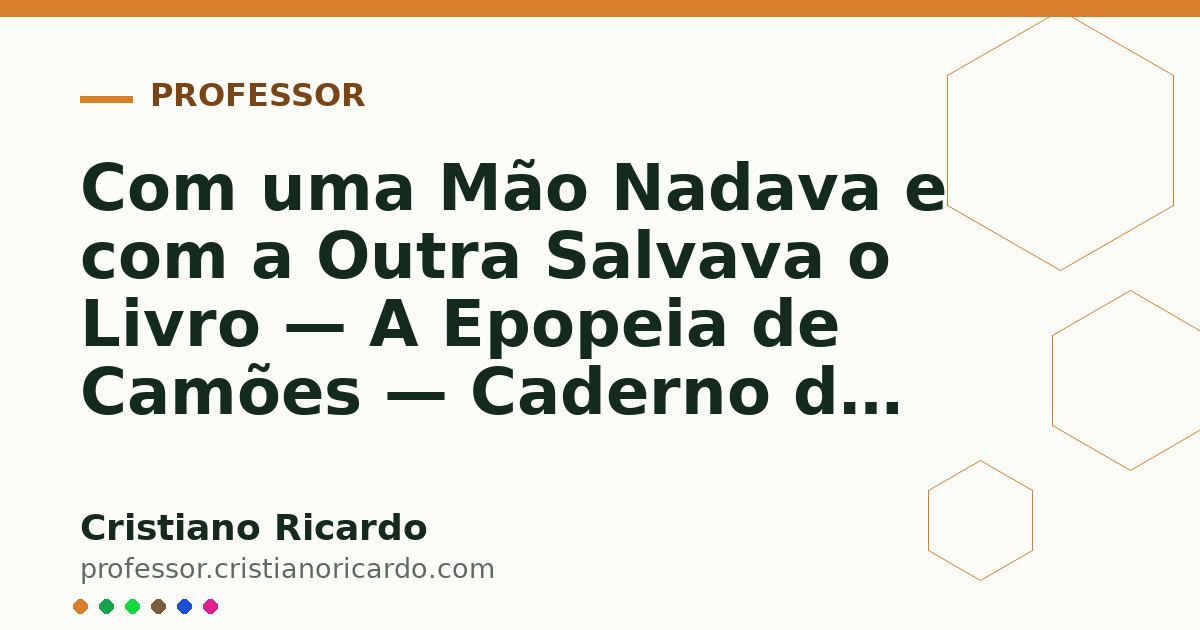 Card OG automático: Com uma Mão Nadava e com a Outra Salvava o Livro — A Epopeia de Camões — Caderno de Gramática 2022