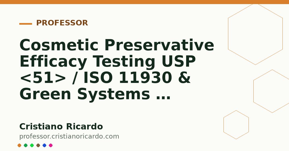 Card OG automático: Cosmetic Preservative Efficacy Testing USP <51> / ISO 11930 & Green Systems — Engineering Review 2022