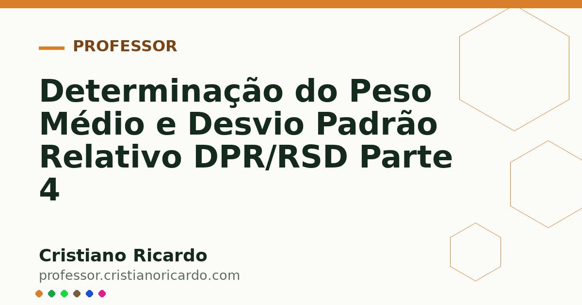 Card OG automático: Determinação do Peso Médio e Desvio Padrão Relativo DPR/RSD Parte 4