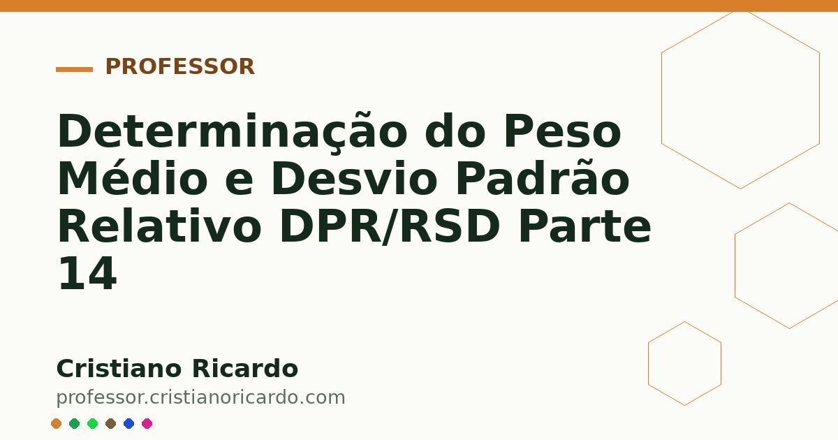 Card OG automático: Determinação do Peso Médio e Desvio Padrão Relativo DPR/RSD Parte 14