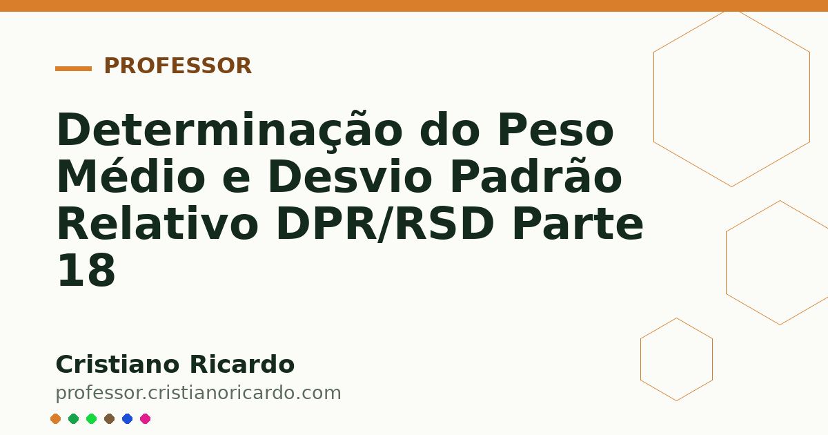 Card OG automático: Determinação do Peso Médio e Desvio Padrão Relativo DPR/RSD Parte 18