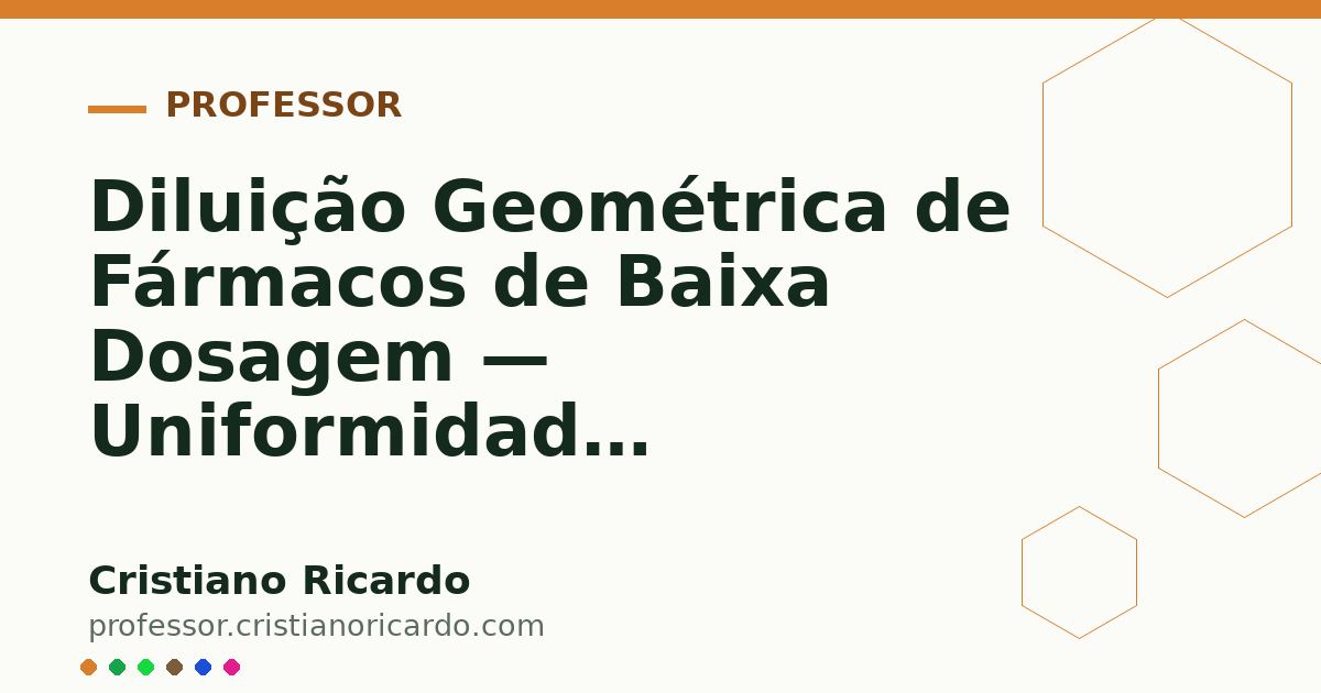 Card OG automático: Diluição Geométrica de Fármacos de Baixa Dosagem — Uniformidade Assegurada Parte 6