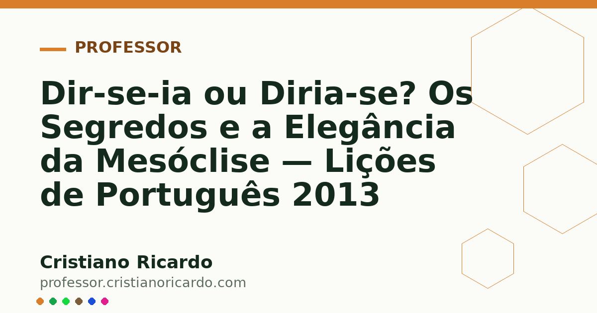 Card OG automático: Dir-se-ia ou Diria-se? Os Segredos e a Elegância da Mesóclise — Lições de Português 2013