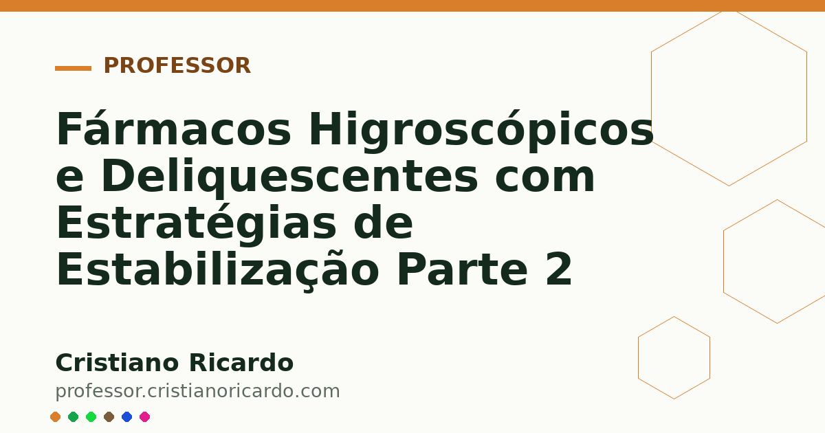 Card OG automático: Fármacos Higroscópicos e Deliquescentes com Estratégias de Estabilização Parte 2