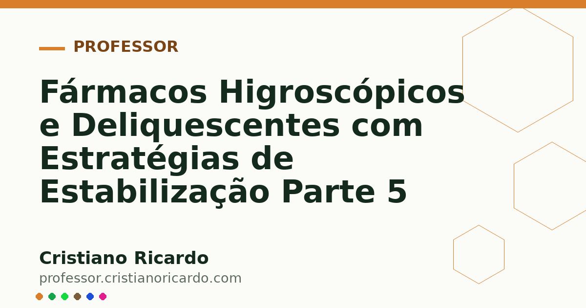Card OG automático: Fármacos Higroscópicos e Deliquescentes com Estratégias de Estabilização Parte 5