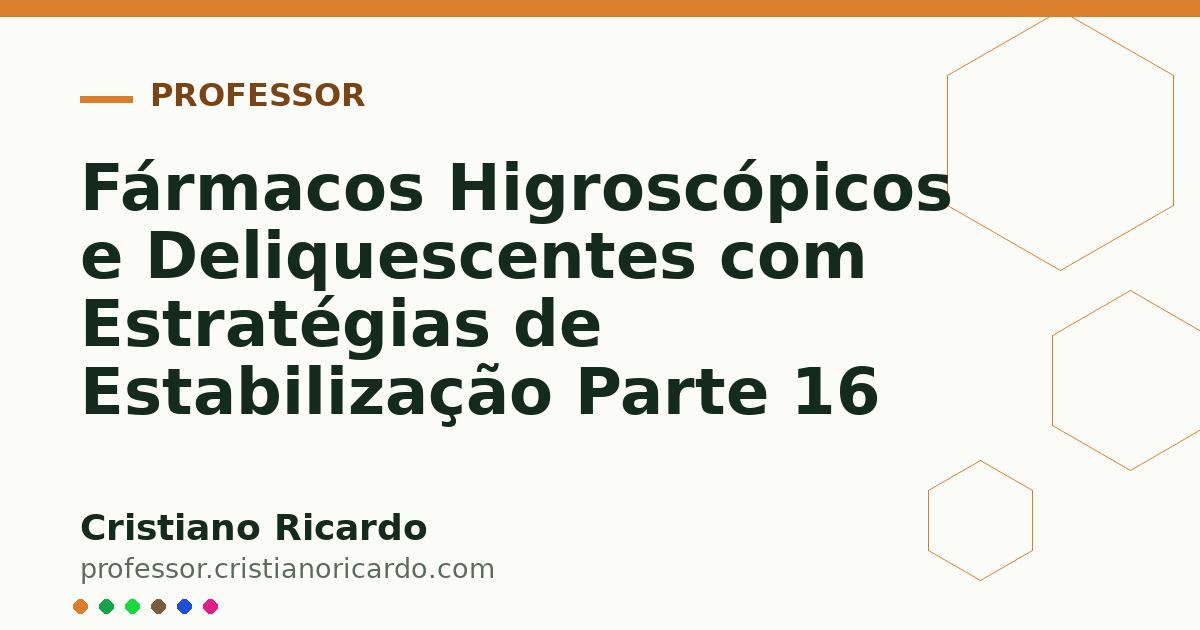 Card OG automático: Fármacos Higroscópicos e Deliquescentes com Estratégias de Estabilização Parte 16