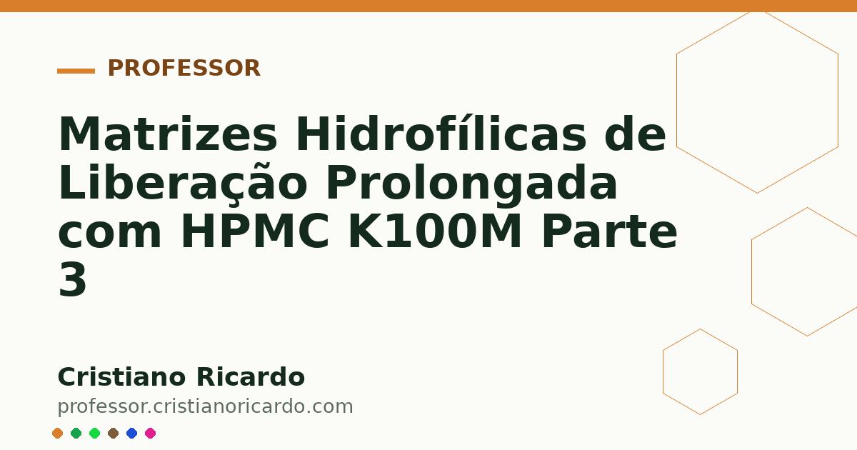 Card OG automático: Matrizes Hidrofílicas de Liberação Prolongada com HPMC K100M Parte 3