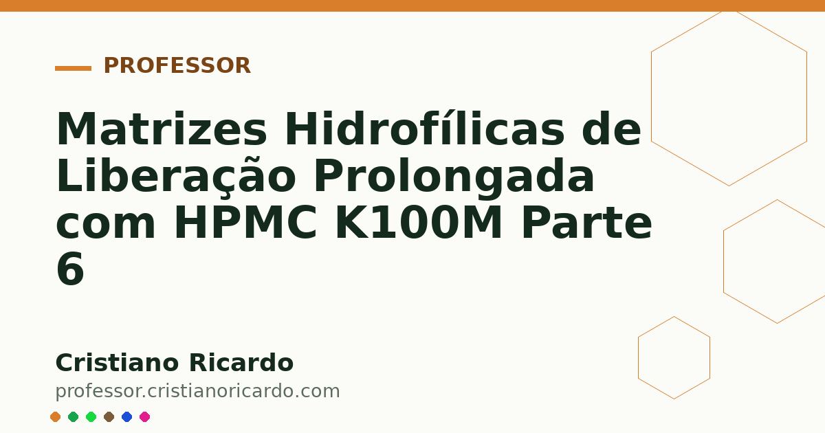 Card OG automático: Matrizes Hidrofílicas de Liberação Prolongada com HPMC K100M Parte 6