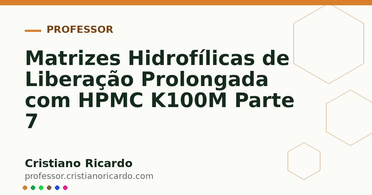 Card OG automático: Matrizes Hidrofílicas de Liberação Prolongada com HPMC K100M Parte 7