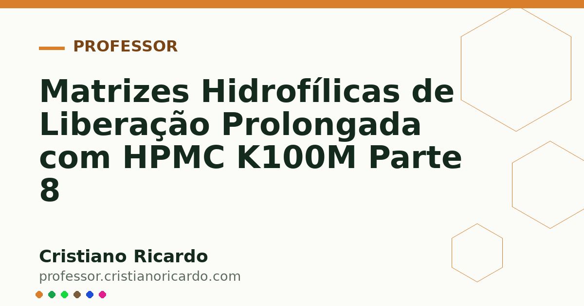 Card OG automático: Matrizes Hidrofílicas de Liberação Prolongada com HPMC K100M Parte 8