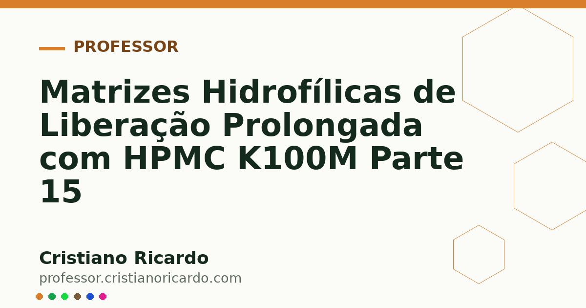 Card OG automático: Matrizes Hidrofílicas de Liberação Prolongada com HPMC K100M Parte 15