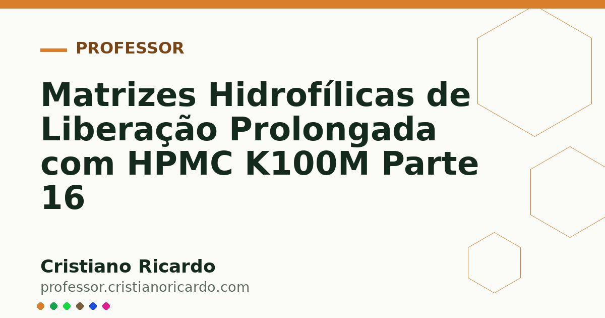 Card OG automático: Matrizes Hidrofílicas de Liberação Prolongada com HPMC K100M Parte 16