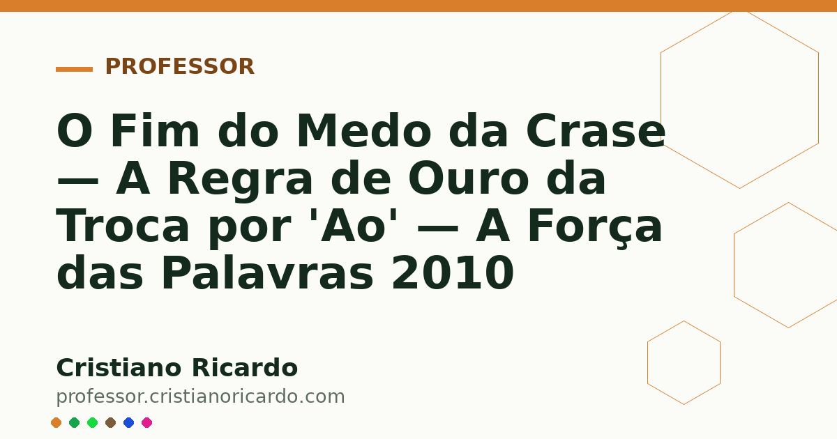 Card OG automático: O Fim do Medo da Crase — A Regra de Ouro da Troca por 'Ao' — A Força das Palavras 2010