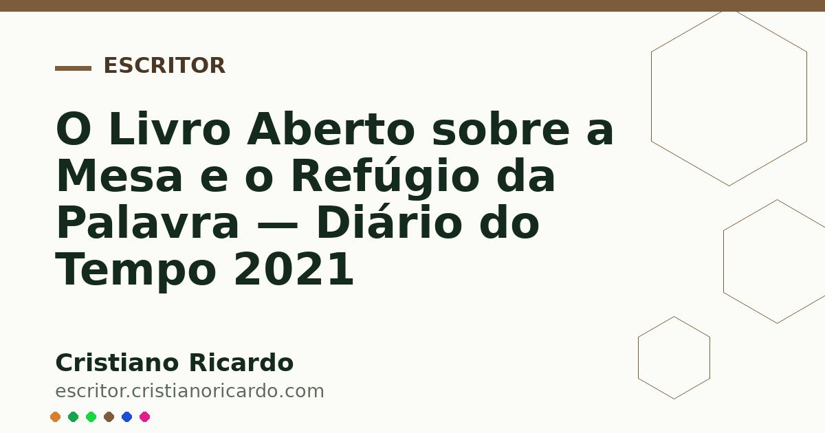 Card OG automático: O Livro Aberto sobre a Mesa e o Refúgio da Palavra — Diário do Tempo 2021