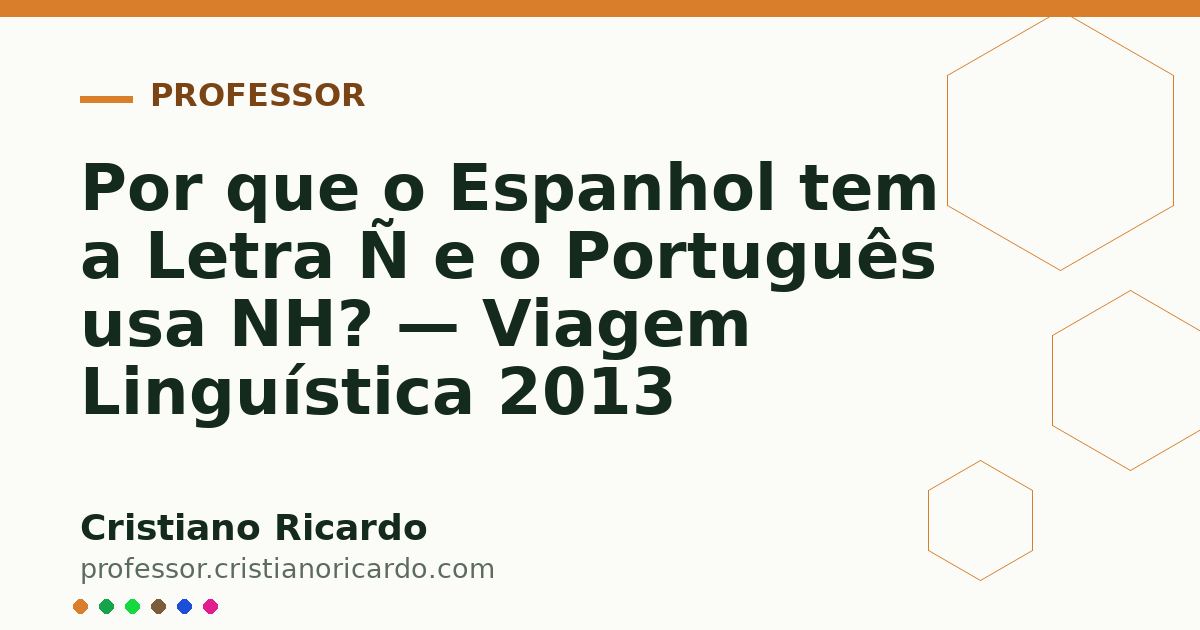 Card OG automático: Por que o Espanhol tem a Letra Ñ e o Português usa NH? — Viagem Linguística 2013
