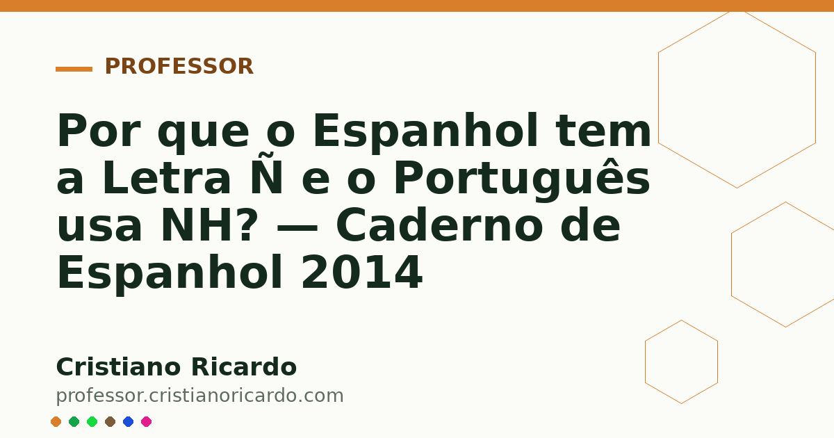 Card OG automático: Por que o Espanhol tem a Letra Ñ e o Português usa NH? — Caderno de Espanhol 2014