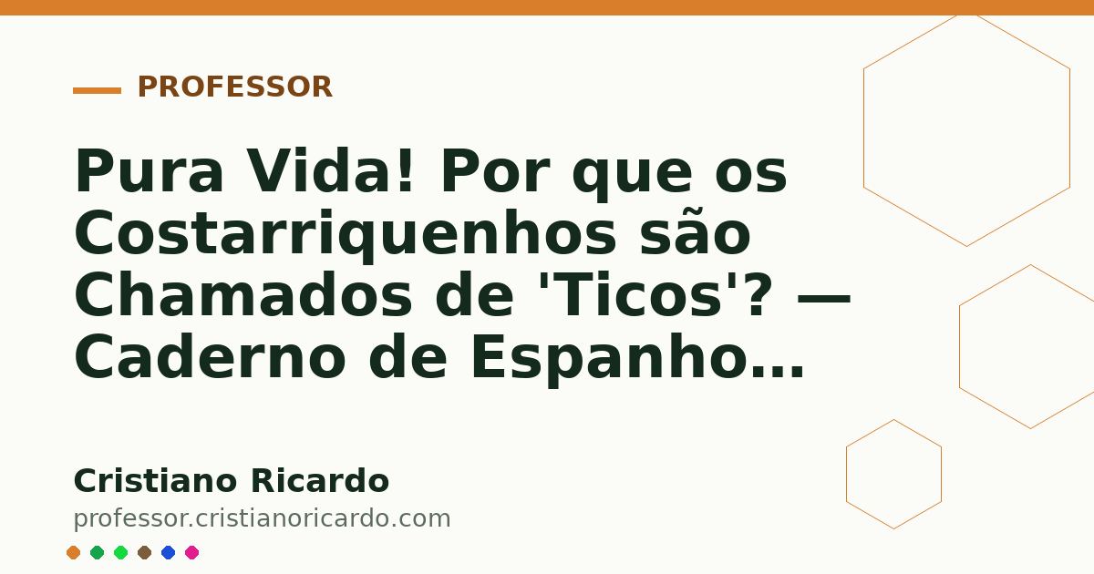 Card OG automático: Pura Vida! Por que os Costarriquenhos são Chamados de 'Ticos'? — Caderno de Espanhol 2014