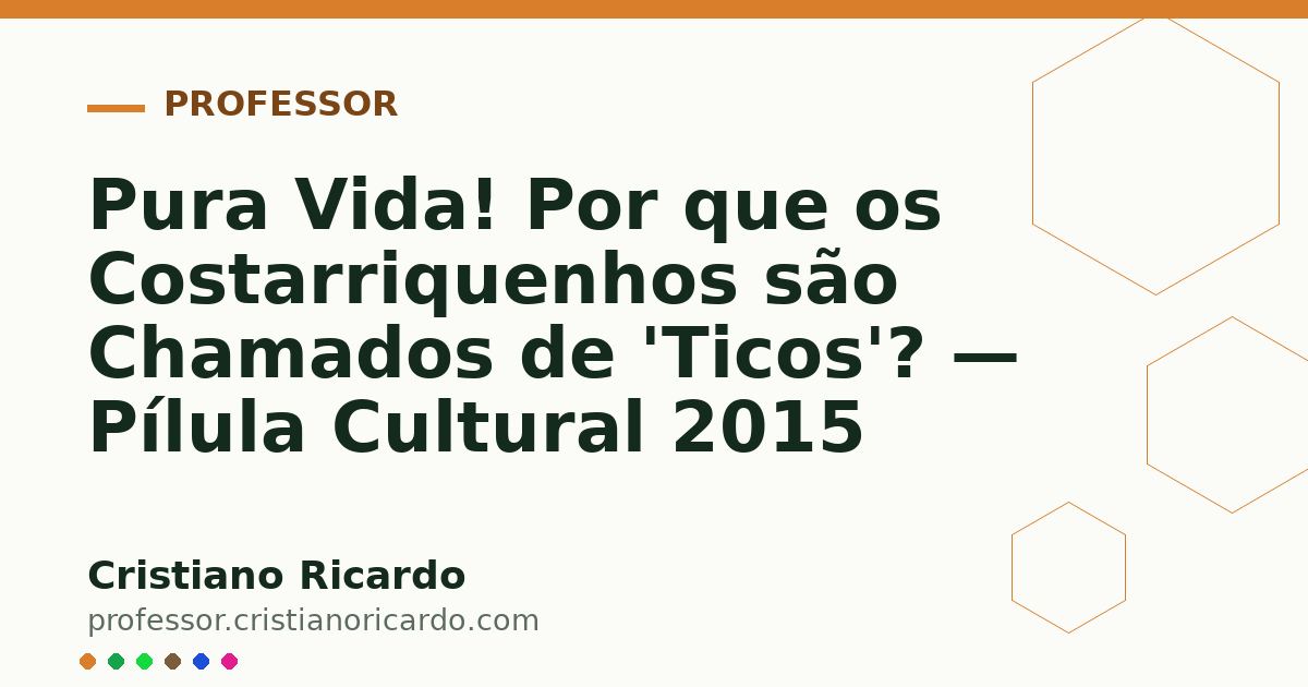 Card OG automático: Pura Vida! Por que os Costarriquenhos são Chamados de 'Ticos'? — Pílula Cultural 2015