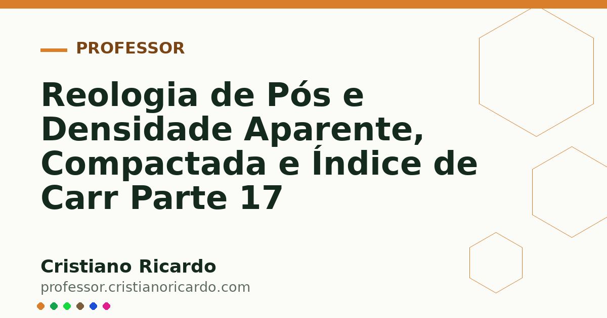 Card OG automático: Reologia de Pós e Densidade Aparente, Compactada e Índice de Carr Parte 17