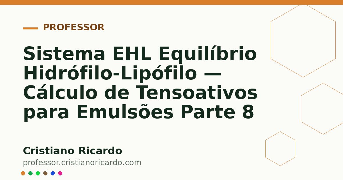 Card OG automático: Sistema EHL Equilíbrio Hidrófilo-Lipófilo — Cálculo de Tensoativos para Emulsões Parte 8