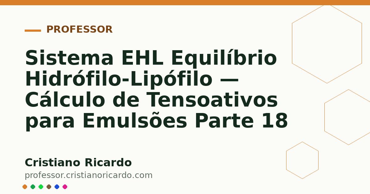 Card OG automático: Sistema EHL Equilíbrio Hidrófilo-Lipófilo — Cálculo de Tensoativos para Emulsões Parte 18